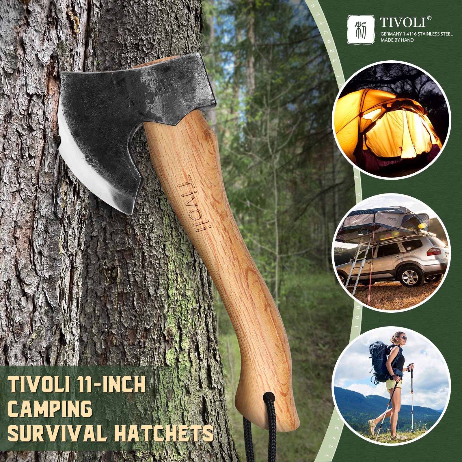 Amazon.com : Tivoli 11 Inch Hatchet Camping Axe,Small Bushcraft